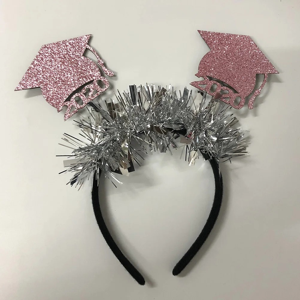 

2 Pcs Graduation Cap Headband Party Headwear Hair Hoop Mini Doctor Hat Glitter Headdress