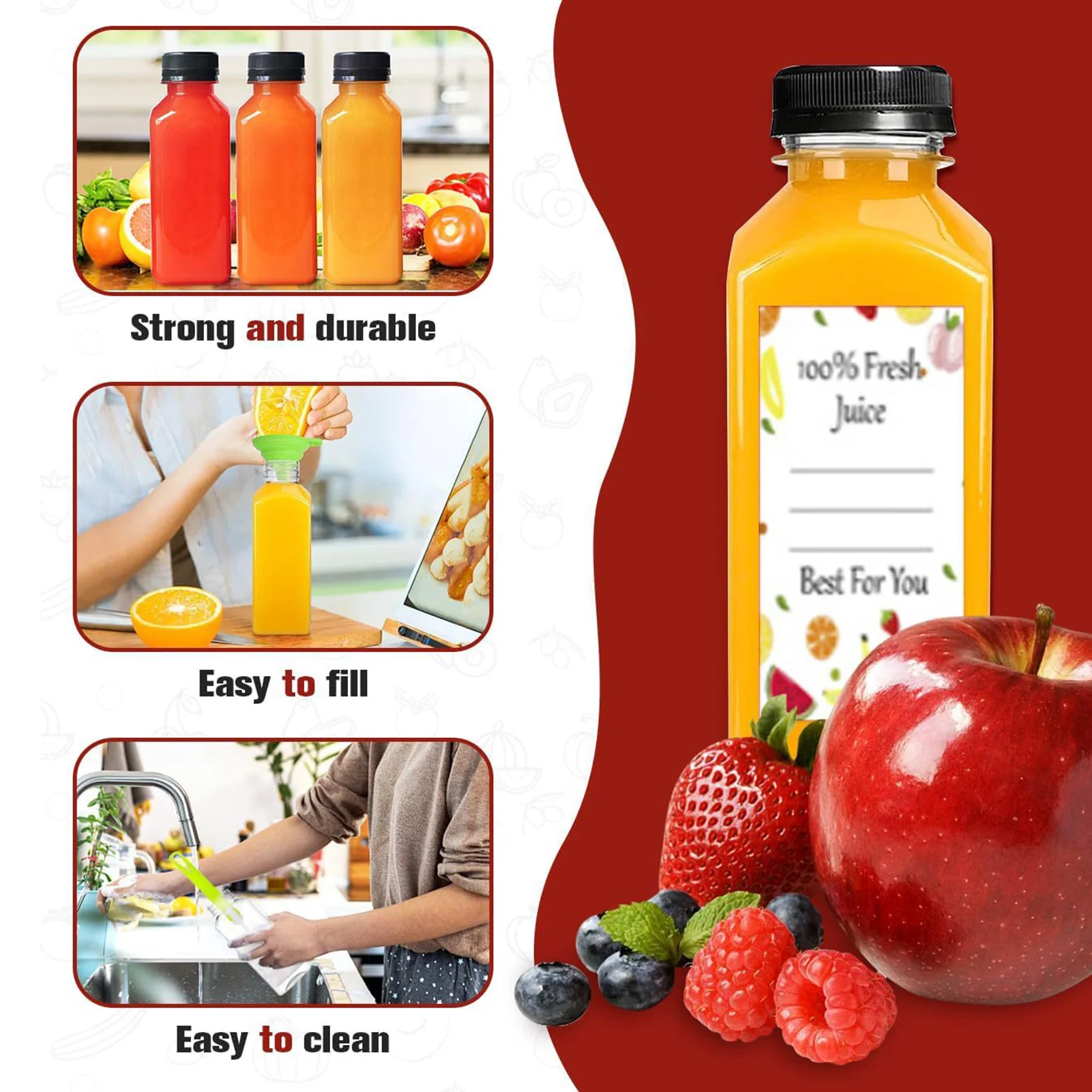 Food Grade Juices Bottles Multifunctional Indoors Juices Bottles For Kitchen