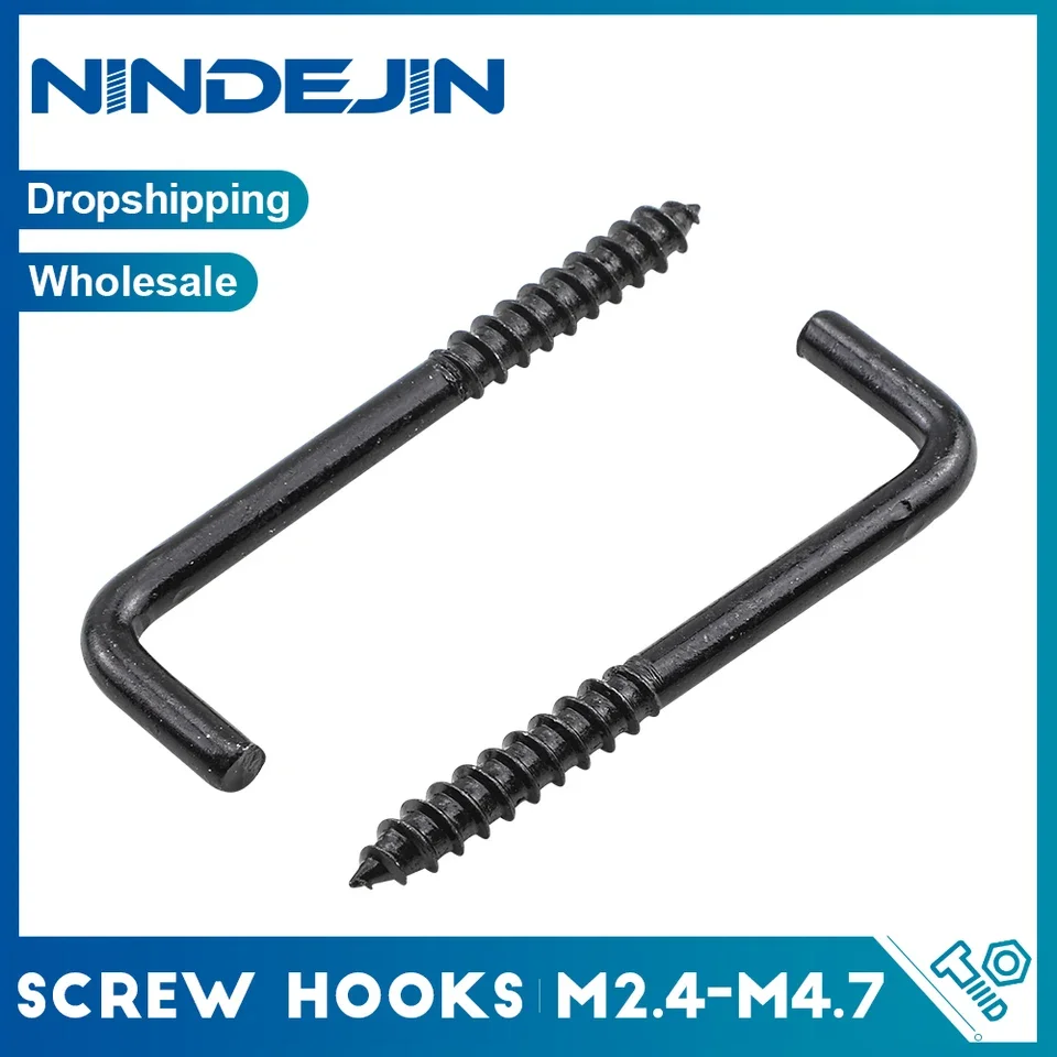 L-shaped ceiling mounting hooks for DIY woodworking projects carbon steel construction black zinc plated finish compatible with