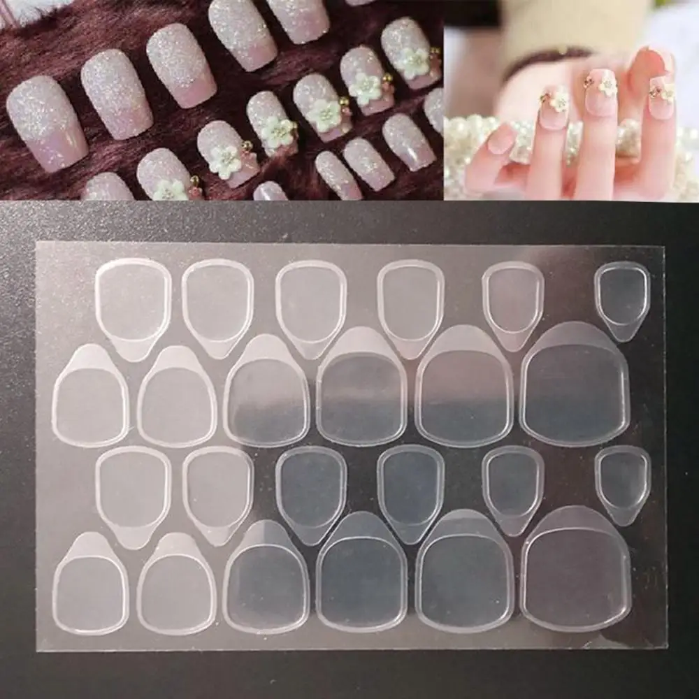 24Pcs Fake Nails Tips Double Sided False Nail Art Adhesive Tape Glue Sticker DIY Profissional Fake Press on Nails