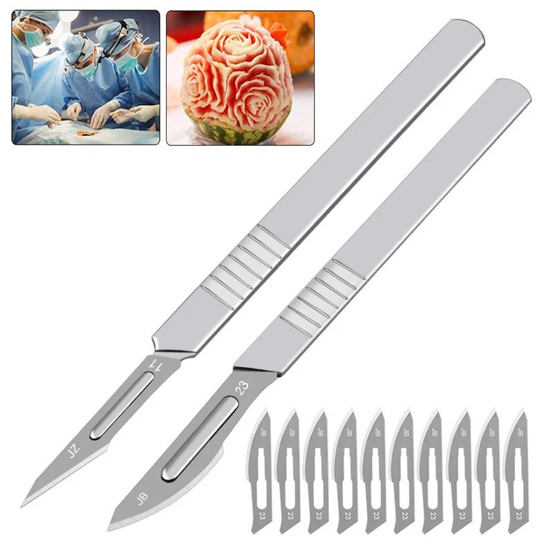 11# 23# Carbon Steel Carving Metal Scalpel Blades Handle Scalpel DIY Cutting Repair Surgical Knife Paper Cutting Tool Kits