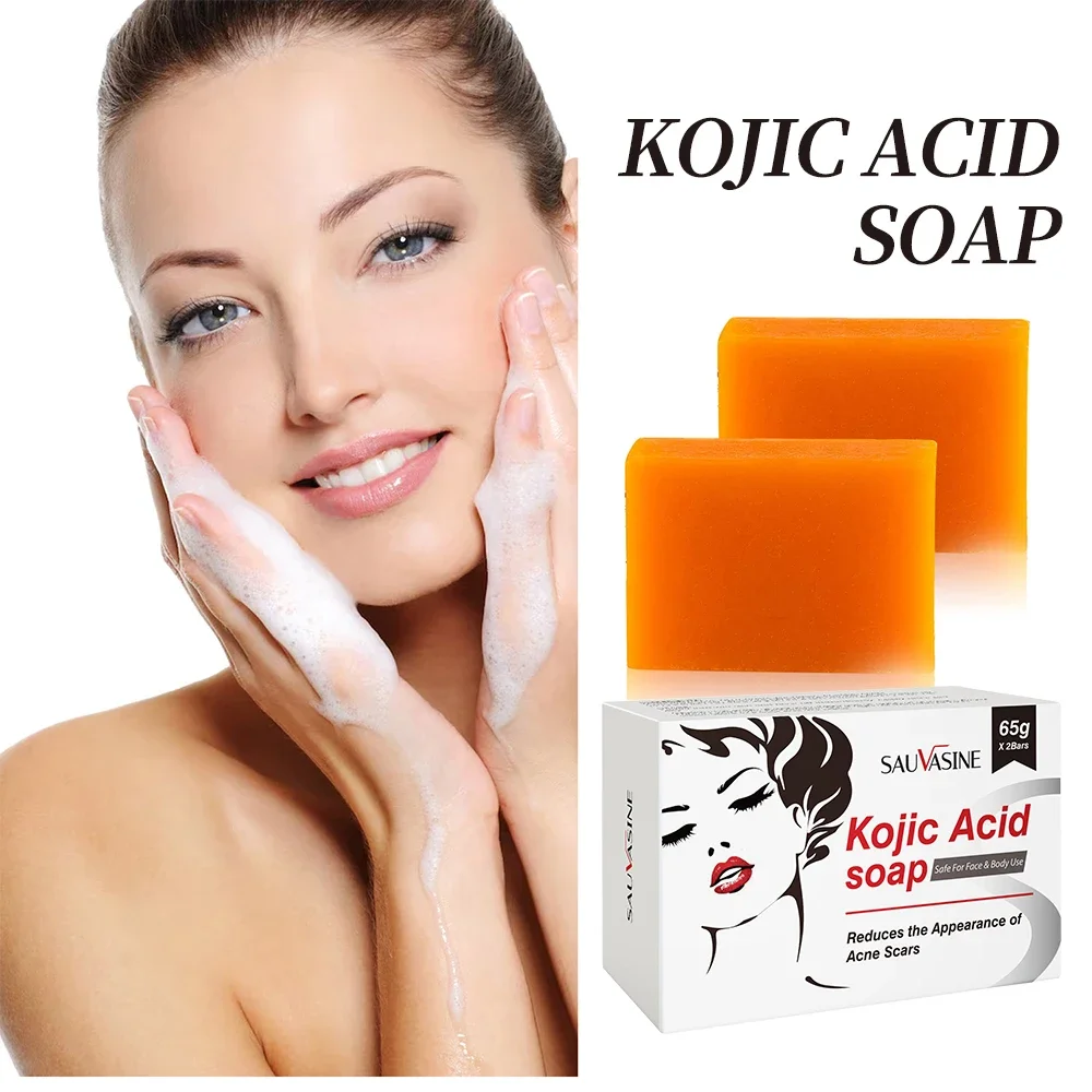 Kojic Acid Brightening Soap Facial Deep Cleansing Soap Exfoliating Even Skin Tone Oil Control Moisturizing Skin Care 65g x2