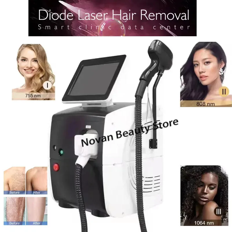 2025 High Power Diode Laser Hair Removal Machine 755/808/1064 Nm 3 Wavelengths Ice Platinum Titanium Permanent Hair Removal