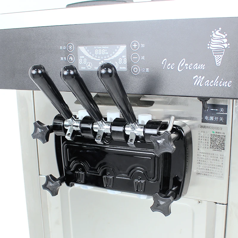 Commercial Automatic Three Flavor Soft Ice Cream Maker Equipment 25 Liters Ice Cream Machine