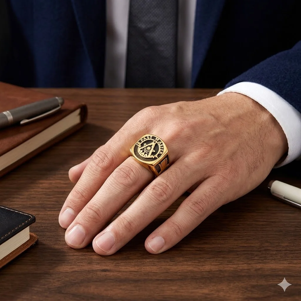 St-Delan Vintage Gold & Blackened Men's Military-Style Ring — Non-Fading Stainless Steel, Stylish, Distinctive, and Trendy