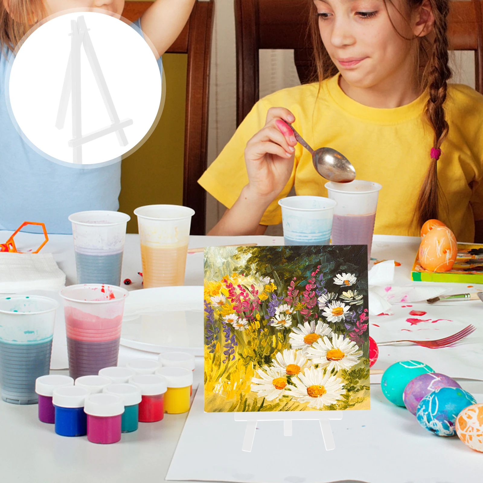 

10 Pcs White Mini Easel Tripod Stand for Display Small Paintings Photos Signs Postcards Foldable Stable Lightweight Student