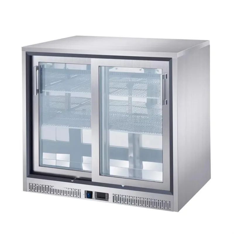 Hotel Mini Bar Fridge 196L Back Bar Cooler Glass Hinge Door Drink Display Built-In Beer Refrigerator