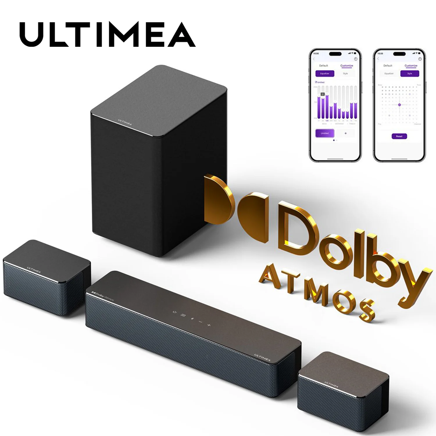 

ULTIMEA Poseidon D60 Soundbar 5.1 Channel Home Theater with Dolby Atmos, Wireless Subwoofer, Rear Surround Speakers, APP Control