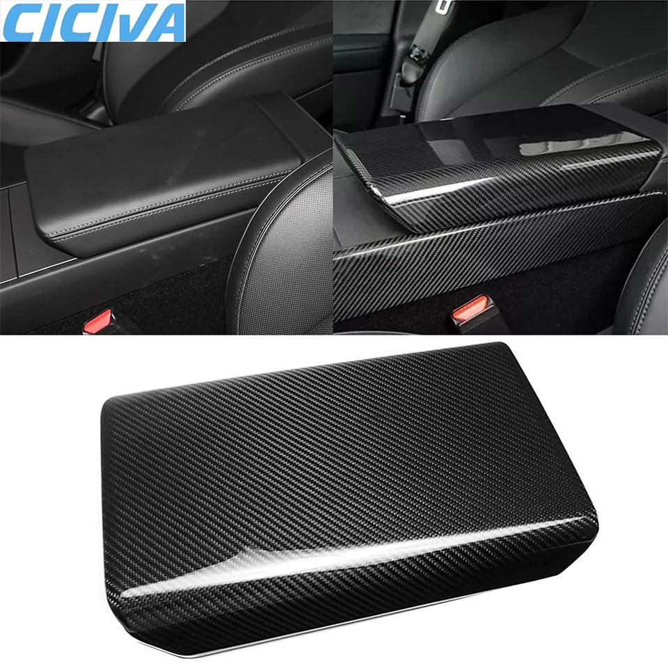 Dry Carbon Fiber Hardware Patch For Tesla Model 3 2023-up Armrest Box Protective Cover Car Interior Accessories