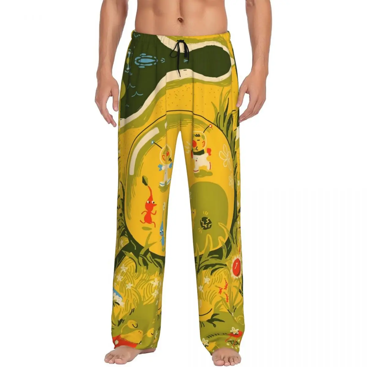 

Custom Men P-Pikmins Pajama Pants Printed Adventure Game Sleep Sleepwear Bottoms with Pockets