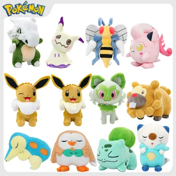Pokemon Beedrill brillant Cubone Mimikyu cri queue jouets en Peluche Anime dormir Oshawott Bulbasaur Cyndaquil Bidoof Peluche poupées