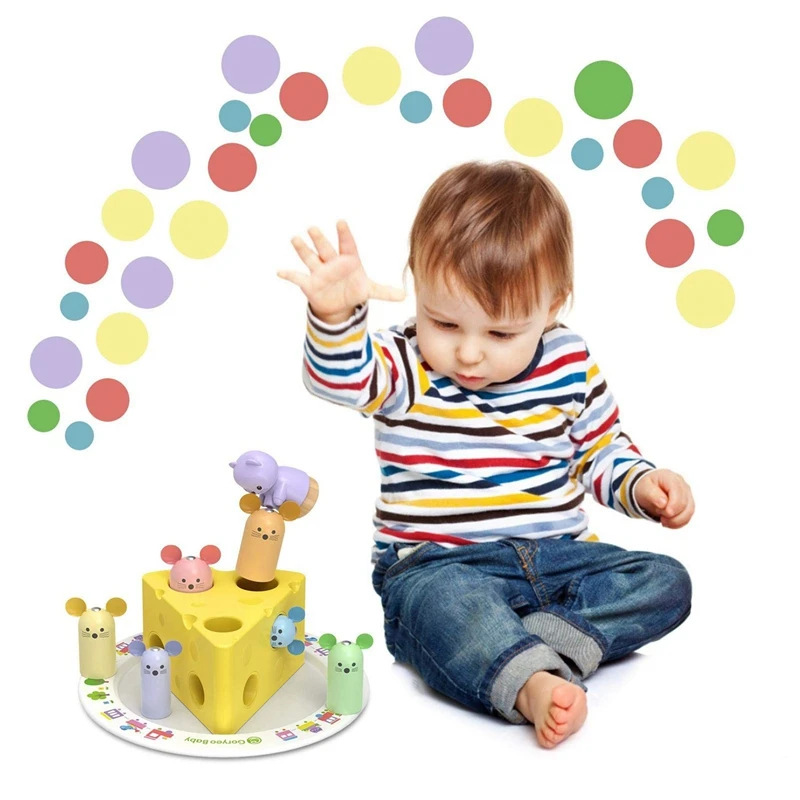 Brinquedo de madeira para bebês, mouse magnético para pesca, resgate, queijo, jogo divertido, formas de aprendizagem, cores, brinquedos educativos, presente para crianças