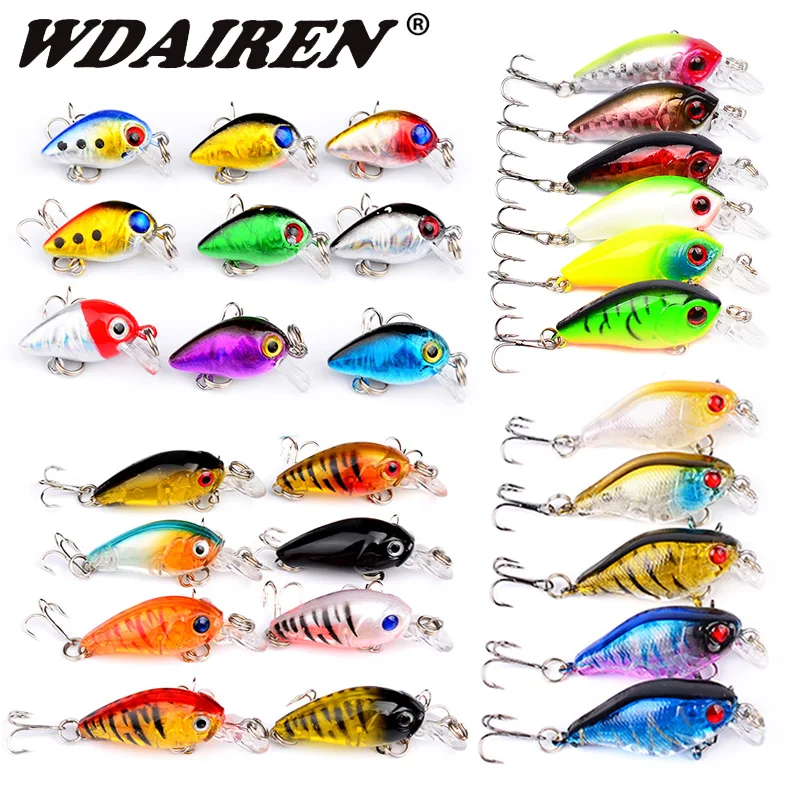 Mixed Color Fishing Lure Set Crank Minnow Bait Kit Wobblers Crankbait Artificial Plastic Baits With Treble Hook Fishing Tackle