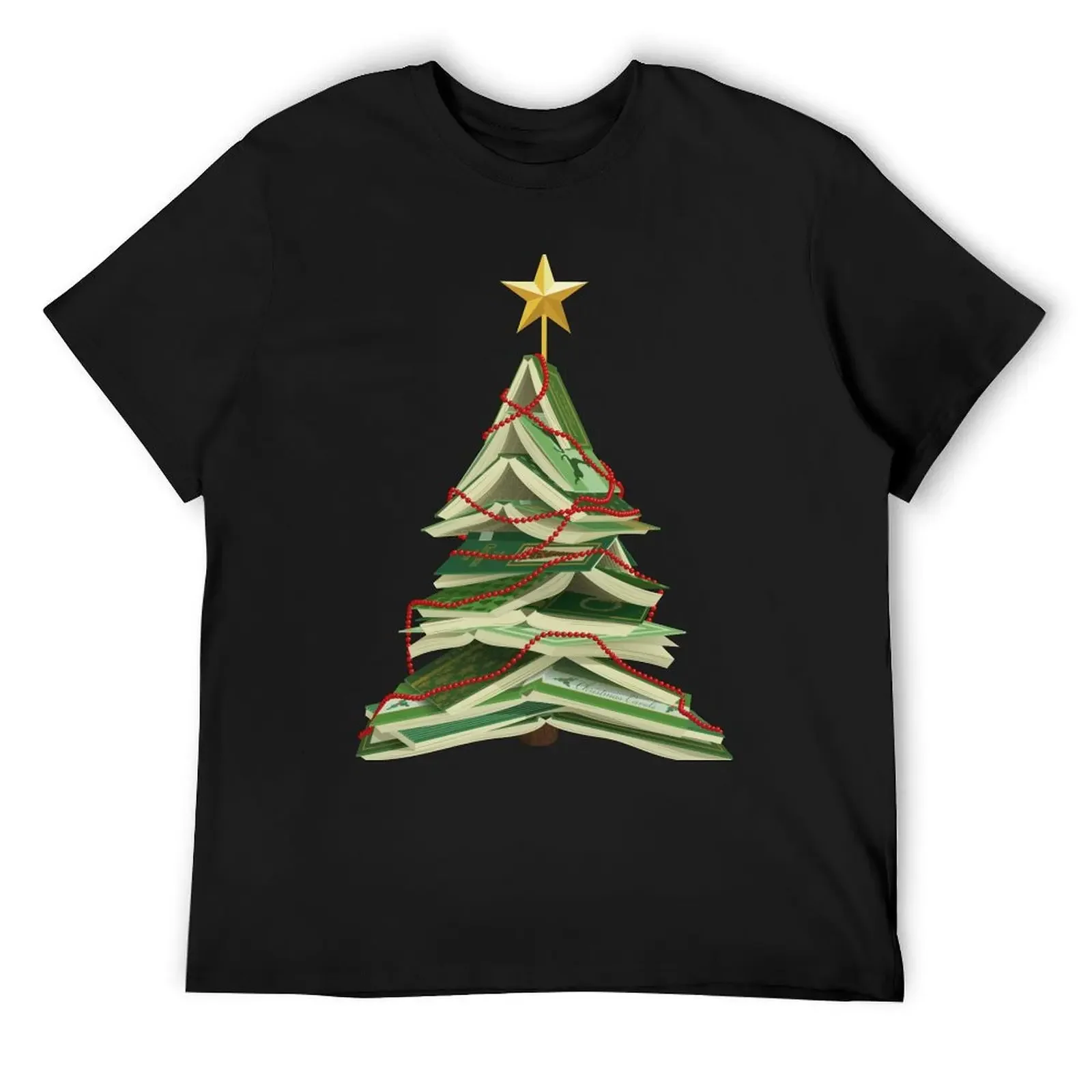 

Christmas Tree of Books T-Shirt graphic t shirts Aesthetic clothing summer top outfits for men