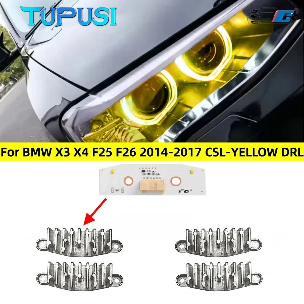 

Для BMW X3 F25 F26 X4 2013-2017 годов, 2016 год, желтые ДХО (ангельские глазки) LED, дневные ходовые огни, модуль платы ДХО для фар F45, 1308310415