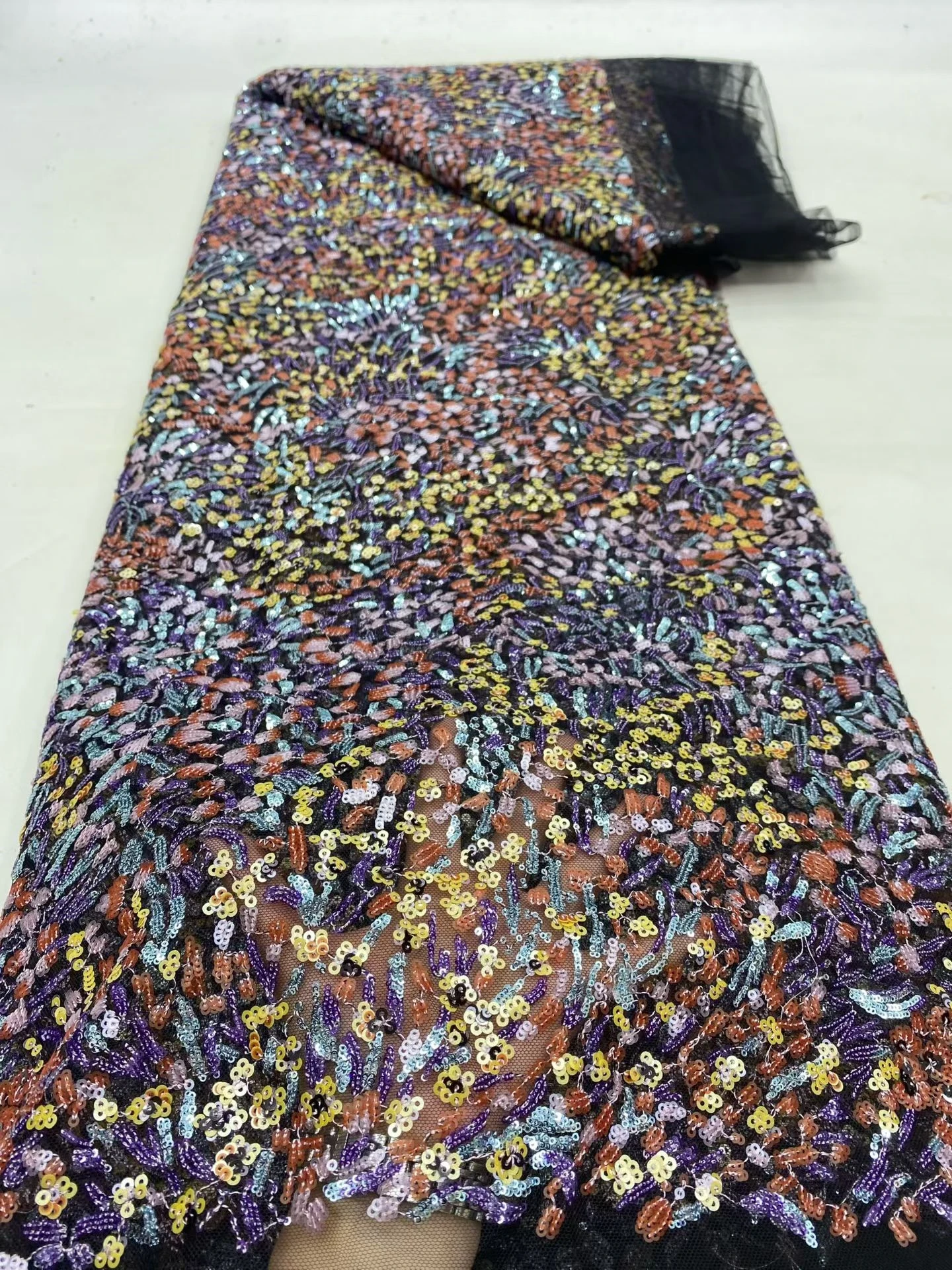 

Latest 2025 High Quality African Nigerian With Tulle Sewing Lace Fabric Guipure Embroidery Beads Dresses Sequins 5Yards DP0476