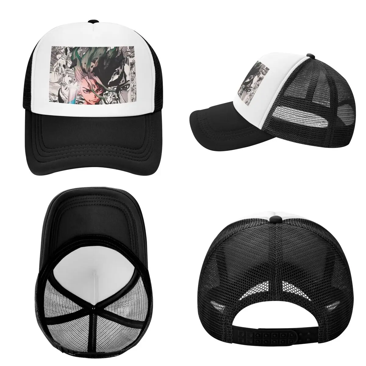 Senku Ishigami Dr Stone Apan Anime  Cap Fashion Mesh Baseball Caps Adjustable Hat Hip Hop Summer Unisex Baseball Hats