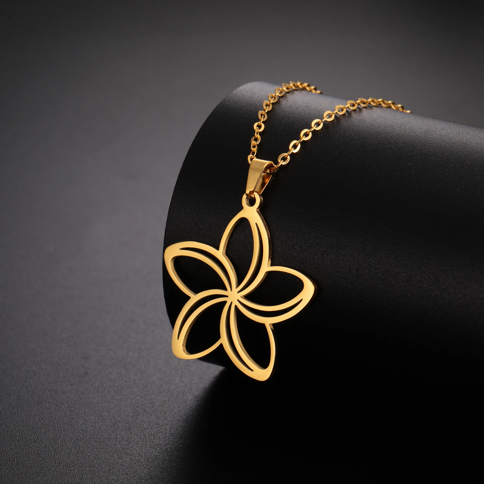 COOLTIME Filigrane Blumen Anhänger Halskette für Frauen Edelstahl Mode Blume Paar Halskette Schmuck Geburtstagsgeschenk – Detail 10
