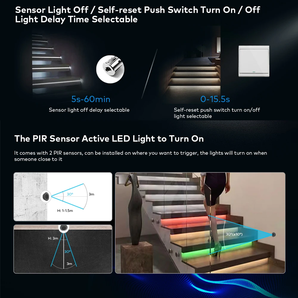 Imagem -02 - Sensor de Movimento Stair Light Controller Empurre Escurecimento Spi Controlador ic Digital Rgb Faixa Led Branco 28 Tipos dc 524v