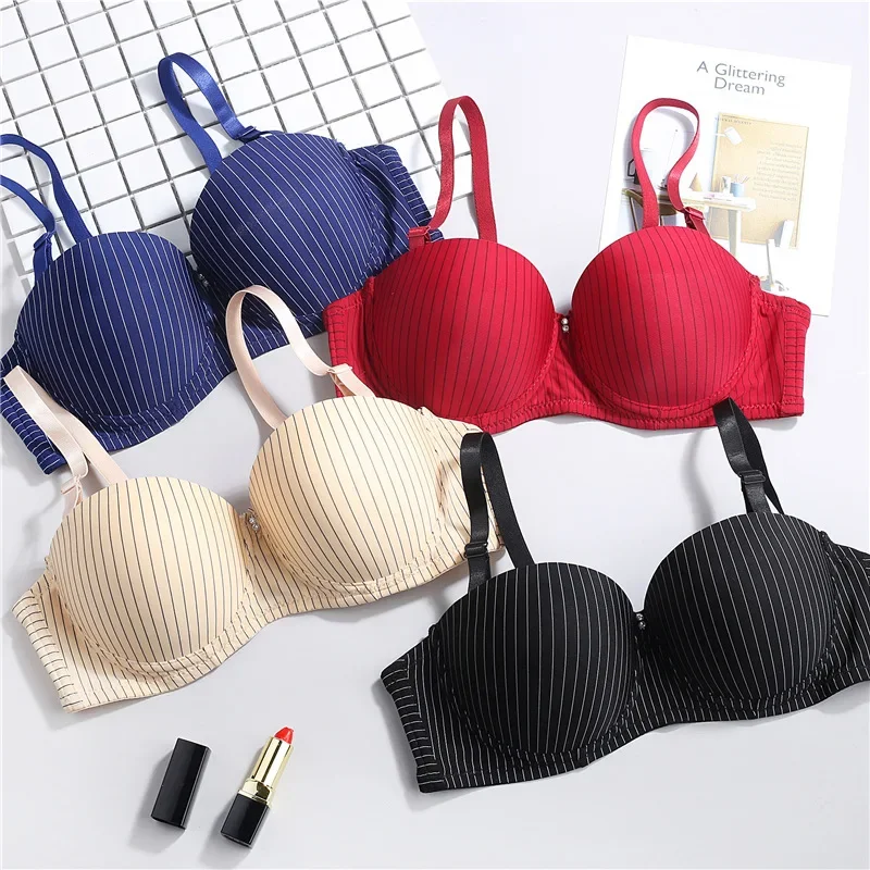 

SALSPOR Sexy Striped Push Up Bra Comfortable Breathable Wireless Bralette Women Adjustable Shoulder Straps Lingerie 2022 New