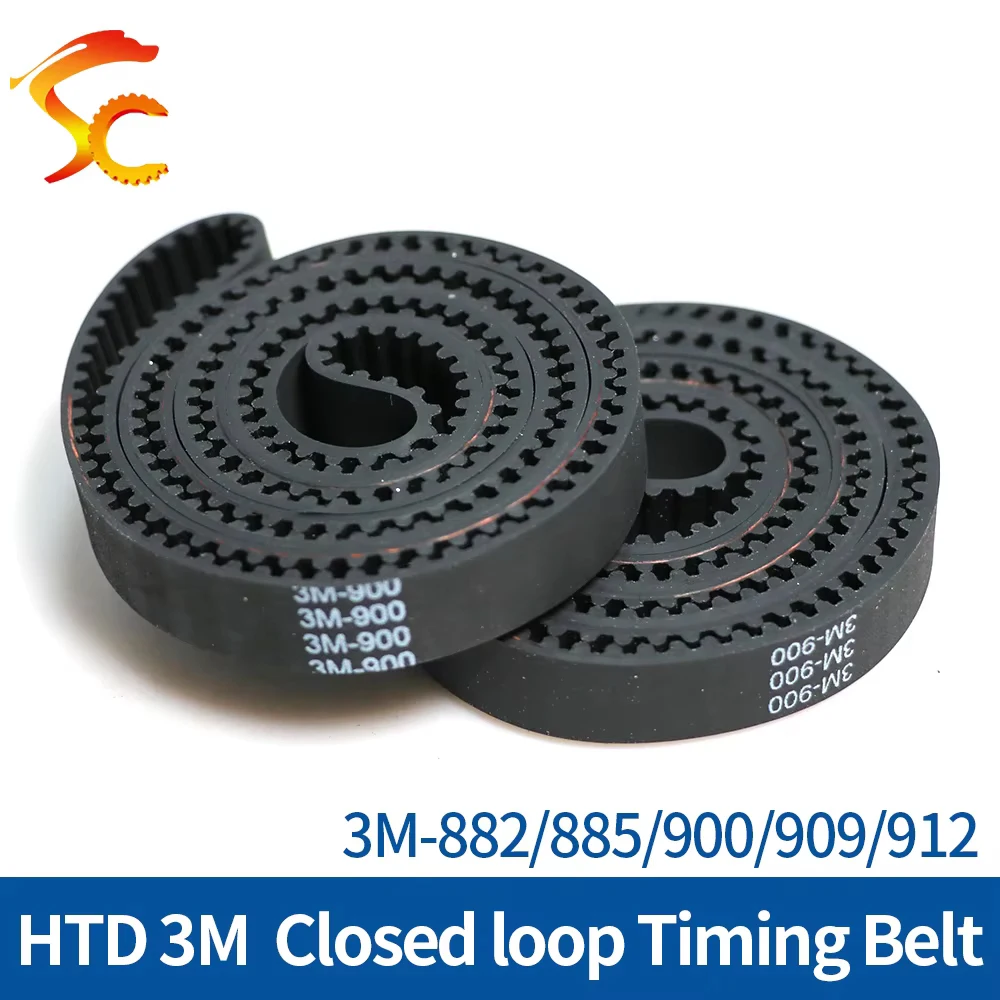 ONEFIRE HTD 3M Timing Belt 882/885/900/909/912mm Width 6/10/15mm Rubbe Toothed Belt Closed Loop Synchronous Belt