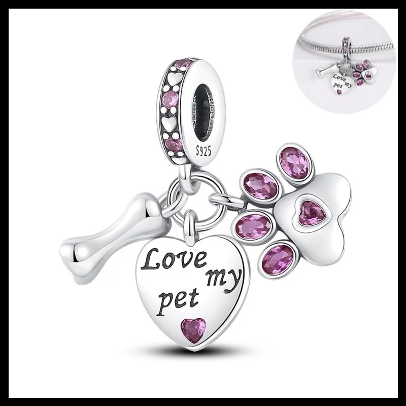 925 Sterling Silver Dragonfly, baked Charms Pendant with Cubic Zirconia,Fit DIY bracelet necklace Gift for Her,Colgante Plata - view 5