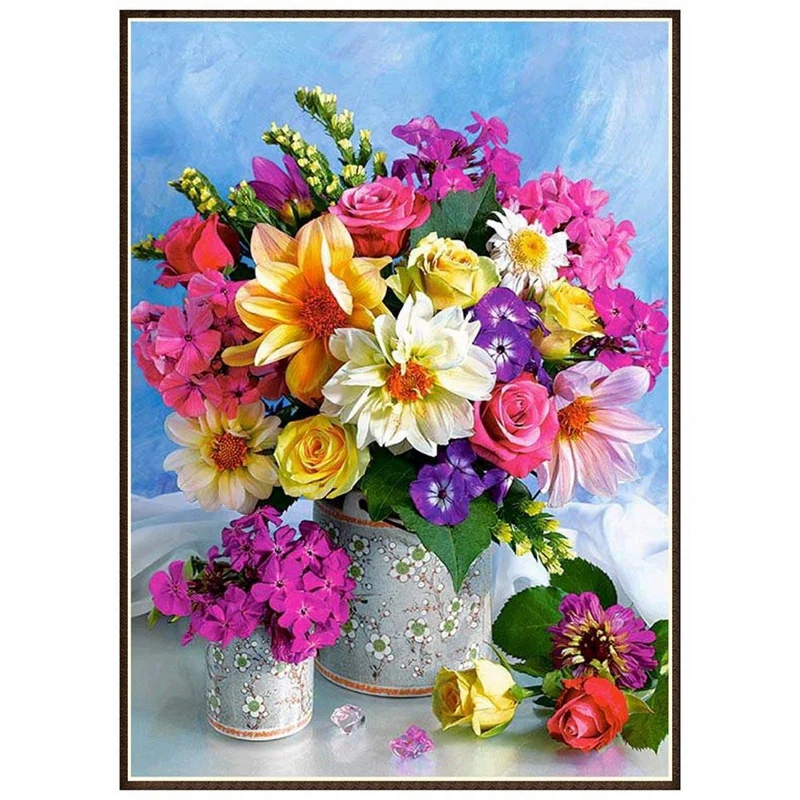 Paint With Diamond Embroidery Colorful Flowers Diamond Painting Full Round Picture Of Rhinestone Home Decor