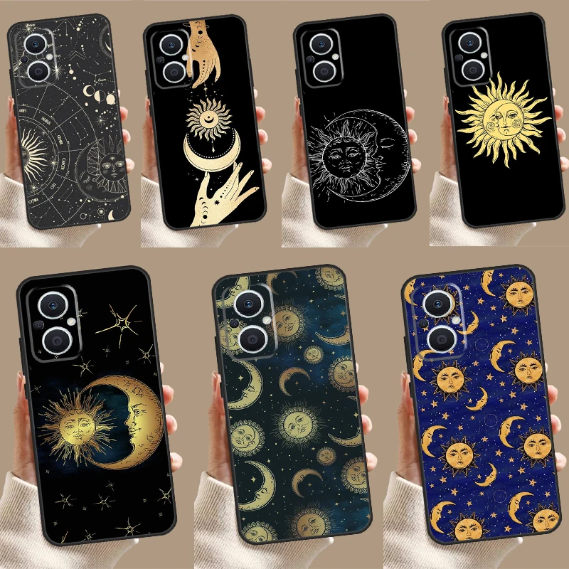 Sun Moons Star Signs Astrological Case For OPPO Reno 11 11F 10 Pro 4Z 5Z 8T 5 6 7 8 Lite OPPO Find X5 X6 Pro X2 X3 Lite Cover