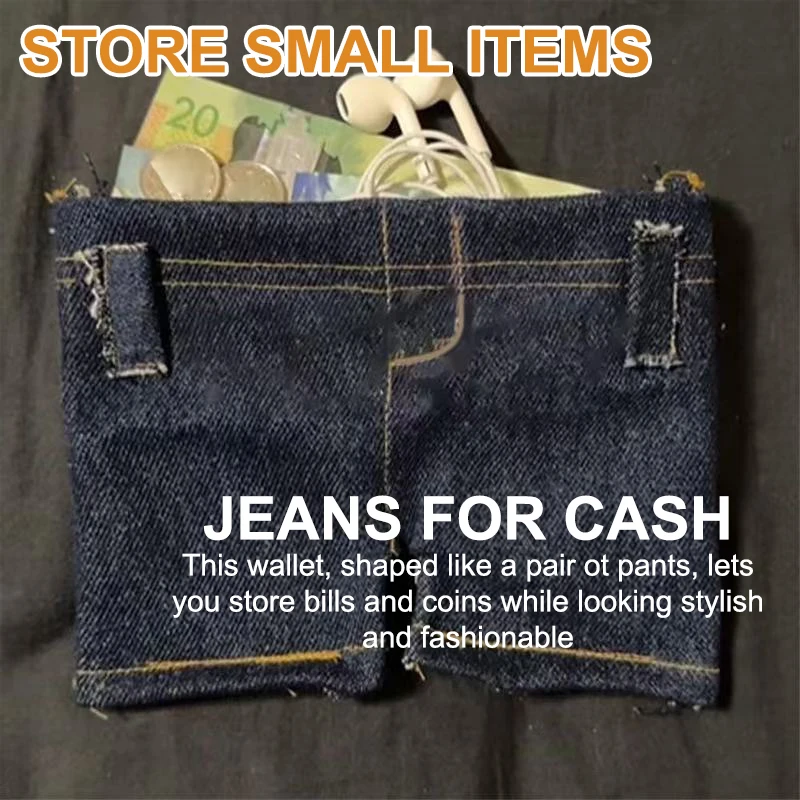 Pocket Pants Mini Jeans Wallet, Jean Wallet, Cute Foldable Denim