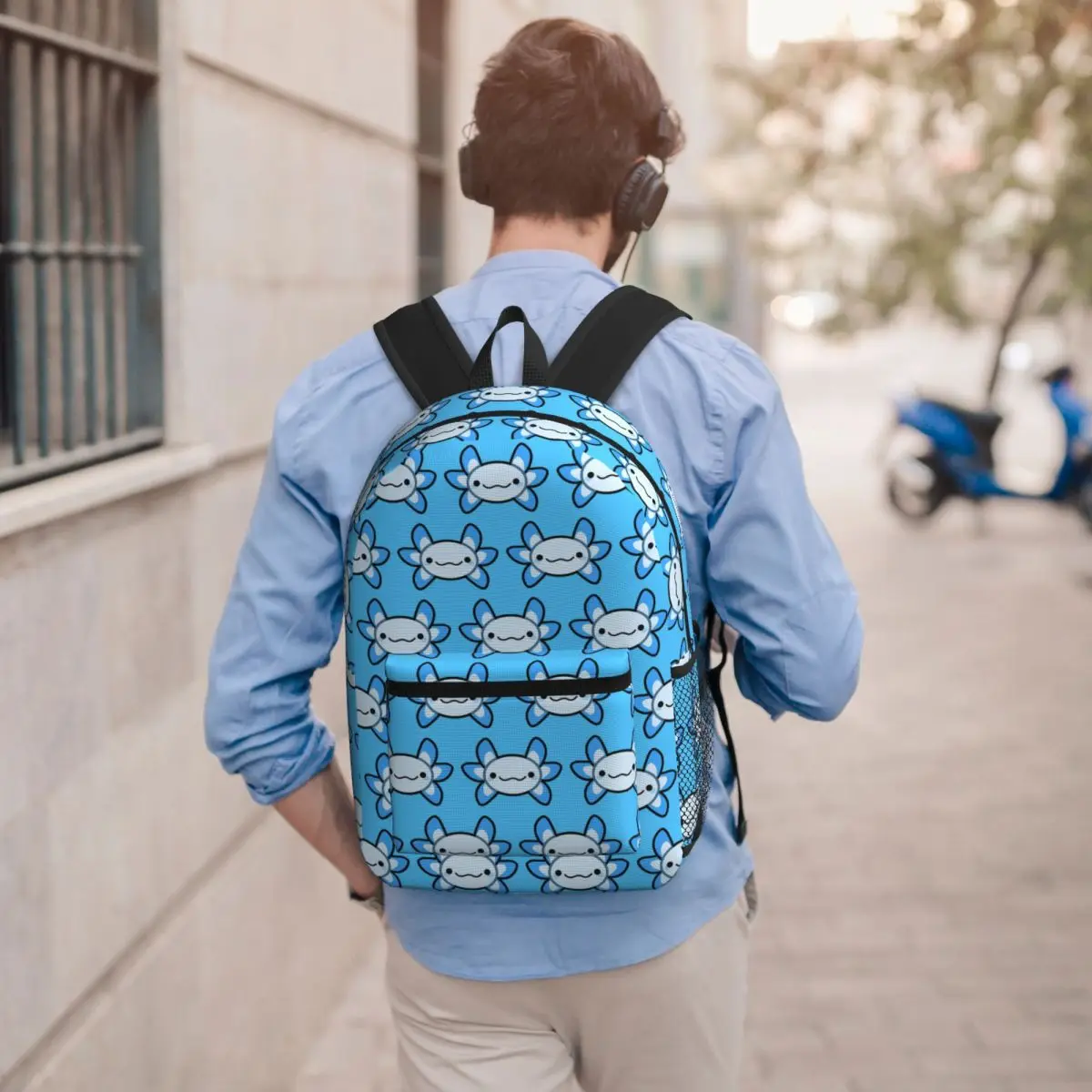 Axolotl Blue By Matx Ft Student Backpack School Bag Hiking Travel Daypack for Boys Girls Bookbag Shoulder Bags