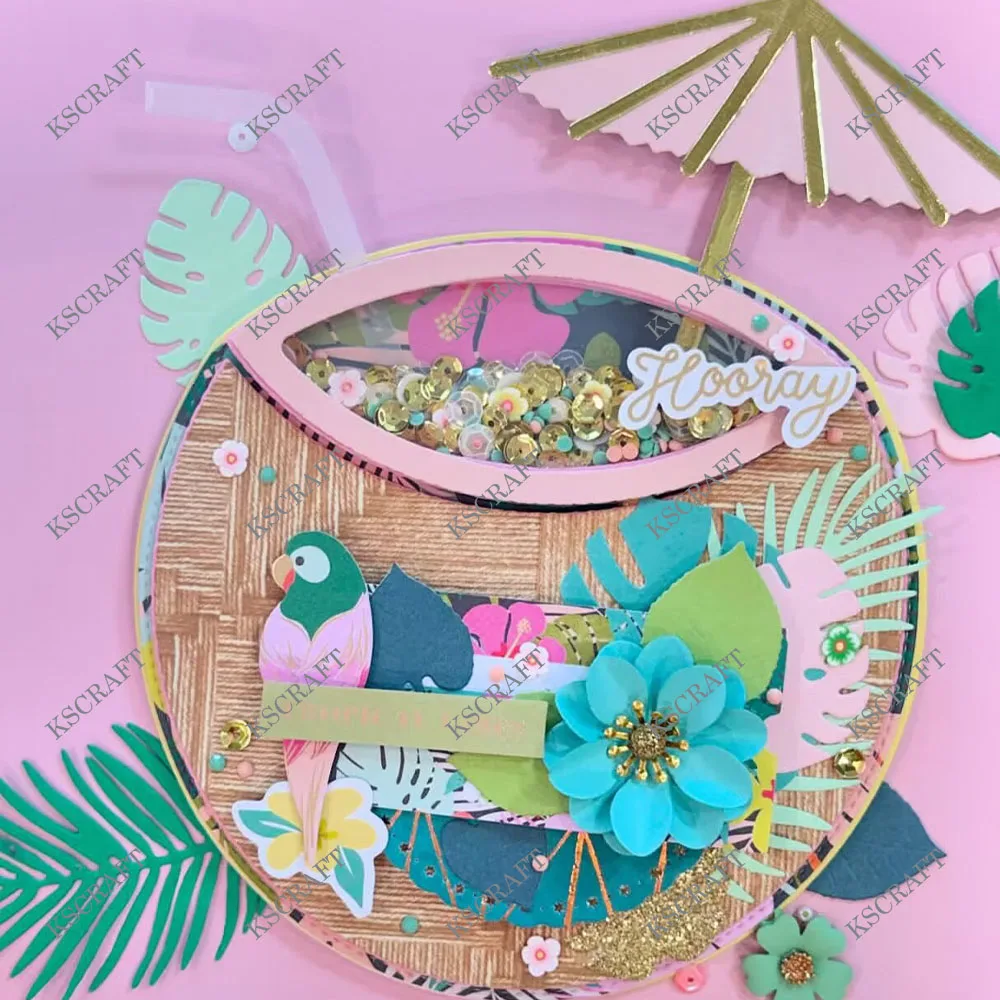 KSCRAFT Coconut Mini Album Cutting Dies Stencils for DIY Scrapbooking Decorative Embossing DIY Paper Cards