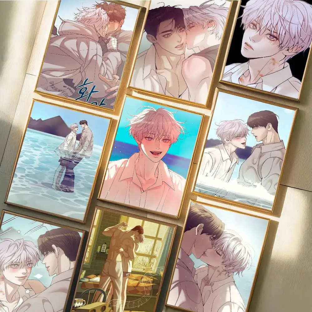 Pearl Boy-Kang-Dooshik-and-Jooha Poster Self-adhesive Art Waterproof Paper Sticker Coffee House Bar Room Wall Decor