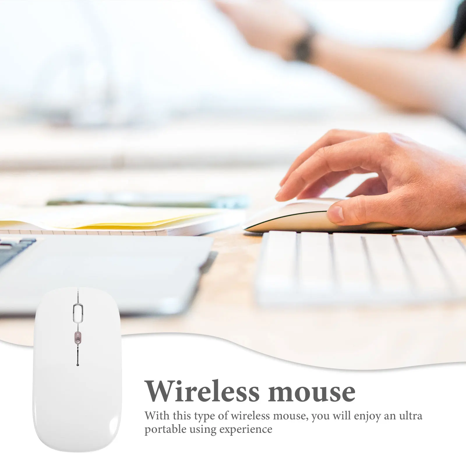 

2.4G Charging Wireless Mouse Silence Mouse Practical Ultra-thin Mouse for Computer (White, Charging Style)