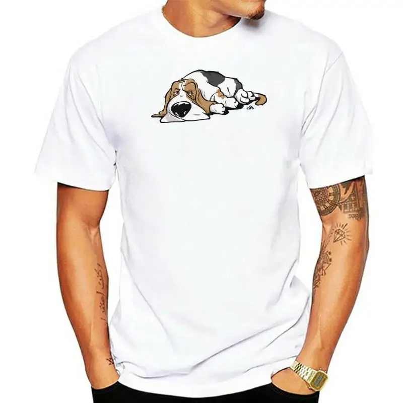 Oversized Cartoon Basset Hound Dog T-Shirt for Men 36XL Long Sleeve High Collar Super Slim Fit Youthful Trend Summer 2015