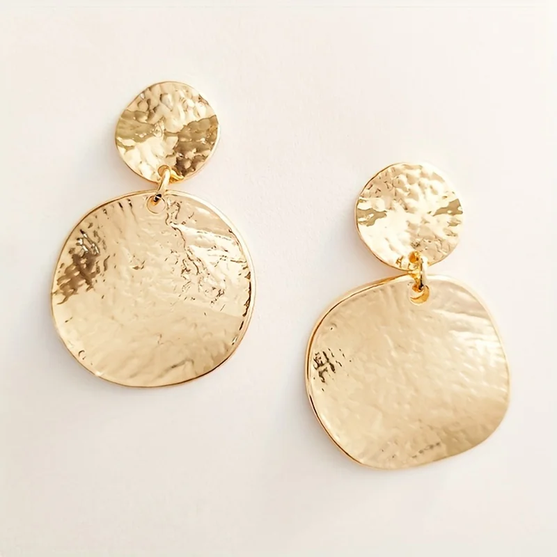 Cute Versatile Charming Retro Irregular Exaggerated Round Piece Round Earrings Party Christmas Birthday Valentine's Day Gift