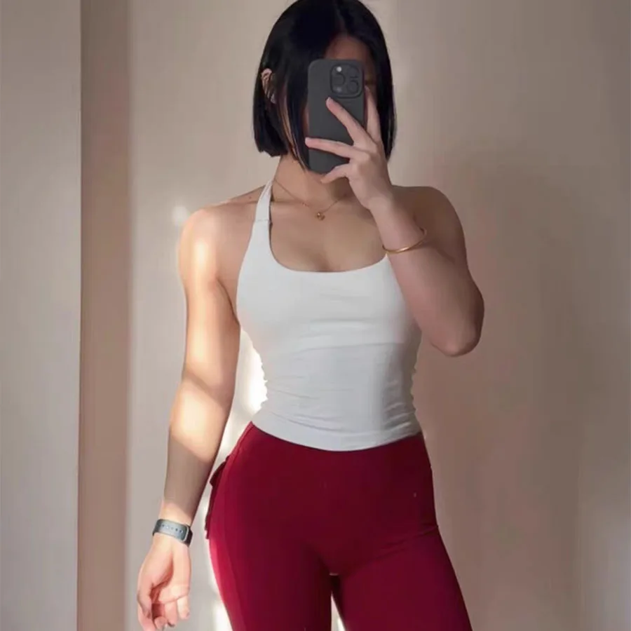 DFyoga Impact Women's Square Neck Halter Yoga Top Fitness Tank Seamless Padded Sports Bra Built-in Fitted Gym Clothes Every Wear