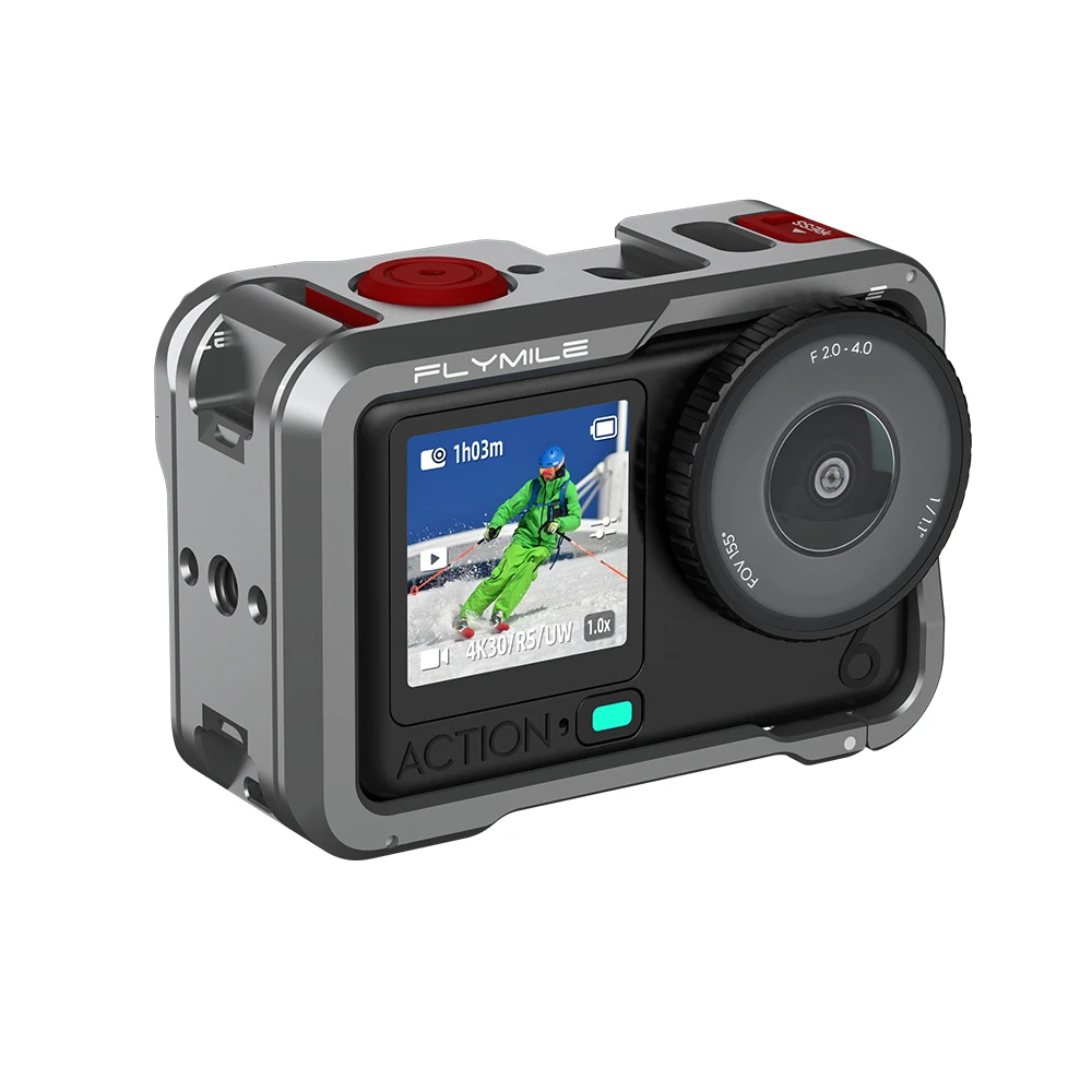 Custodia protettiva in alluminio per gabbia per conigli per DJI OSMO ACTION6, supporto adattatore di espansione con telaio in metallo con accessorio per fotocamera copriobiettivo