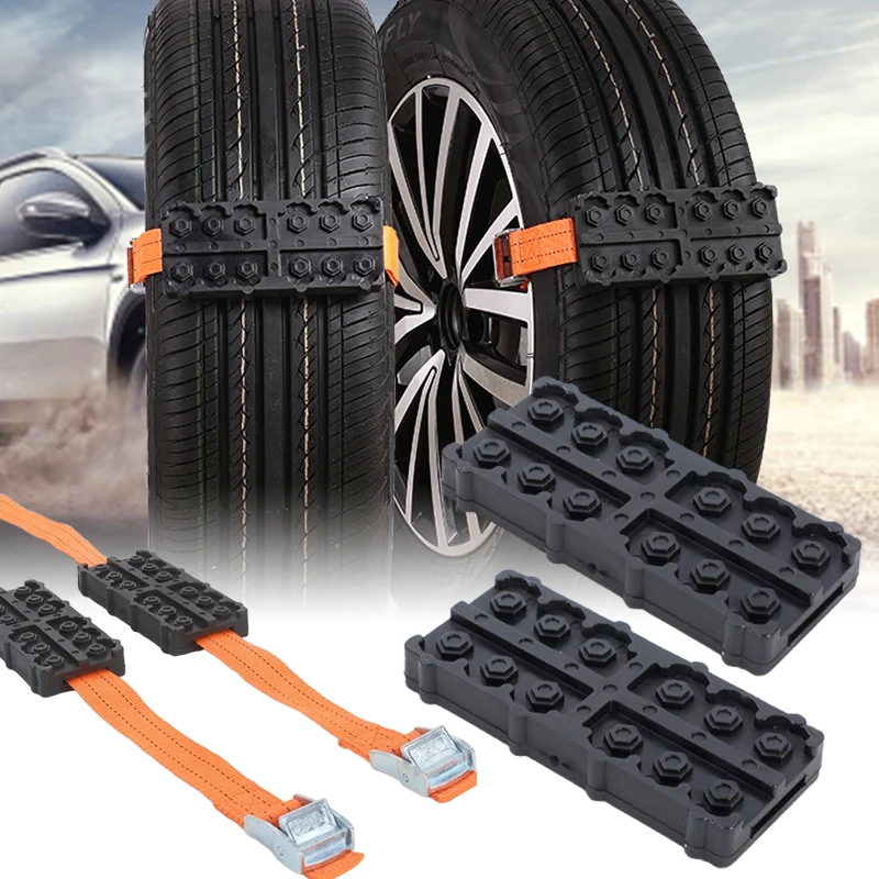 Emergency Rescue Tool Car Tire Snow Chains Straps Anti Skid Chains for Snow Sand Mud Ice Traction Blocks for Jeep