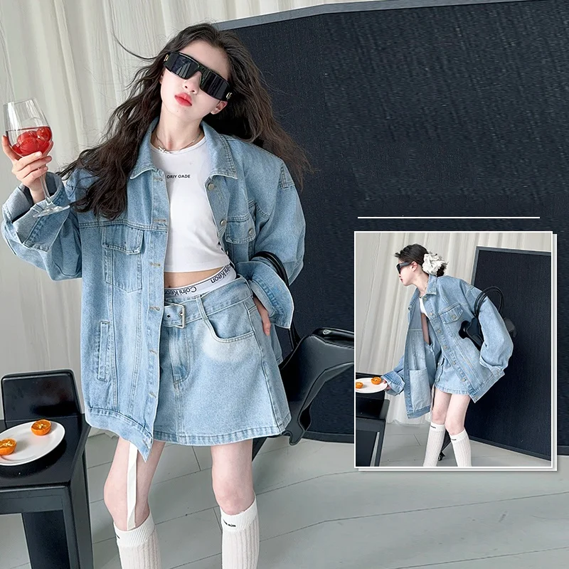 

Baby Girls Clothes Set Size 4-14Y Kid Denim Coat Top&Skirt Bottom Suit Child 2Pice Of Clothing Sets Toddle Girl Casual Denim Set