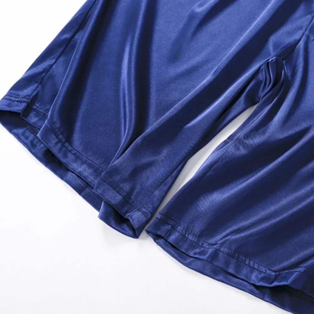 Solid Color Men\'s Home Silk-Like Satin Pajamas Shorts Men Sleep Bottoms Nightwear Short Pyjamas Pant Sleepwear Shorts