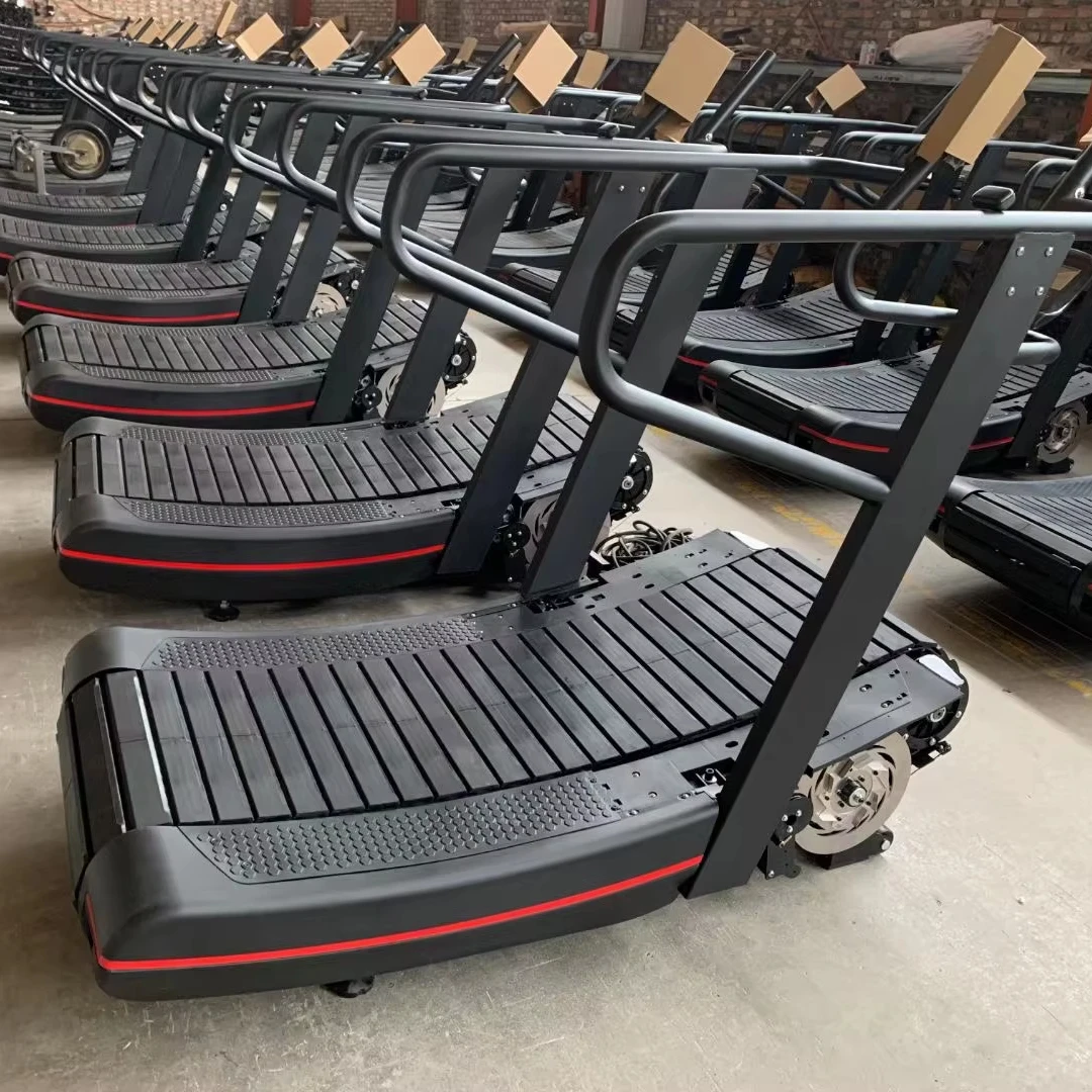 جهاز سير منحني لصالة الألعاب الرياضية التجارية غير الكهربائية لعام 2025 - آلة تشغيل يدوية ميكانيكية ذاتية التوليد لمراكز اللياقة البدنية