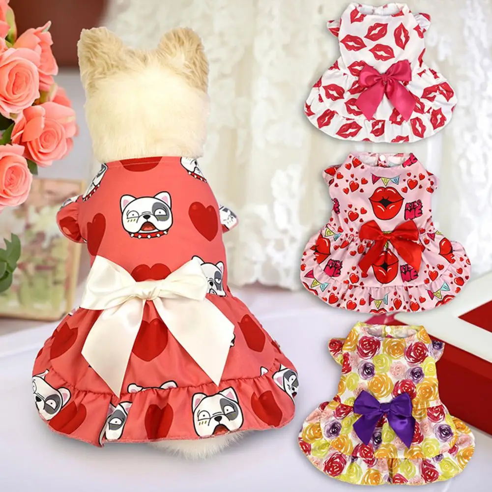 

Pet Dress Summer Cat Dress Cartoon Print Dog Princess Skirt for Female Pet Cat Puppy Floral Princess Skirt Pet Supplies