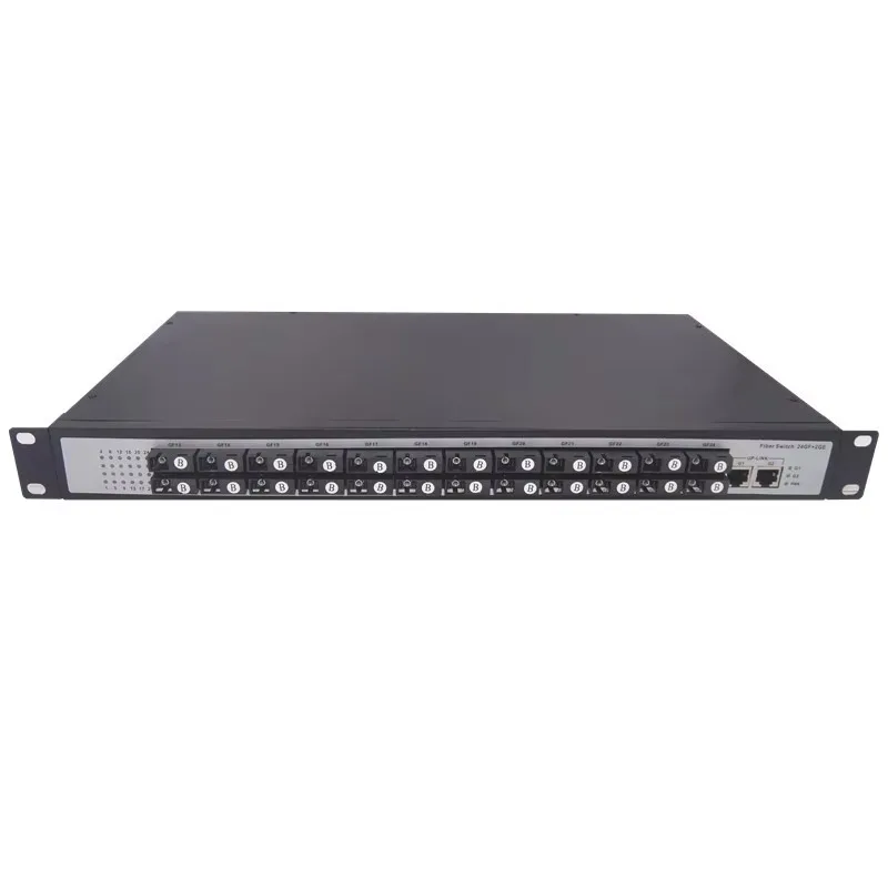 24 Port A/B Gigabit Fiber Optic Transceiver SC 2 RJ45 Fiber Media Converter Switch 3-20KM Transmission CCTV/FTTH Use