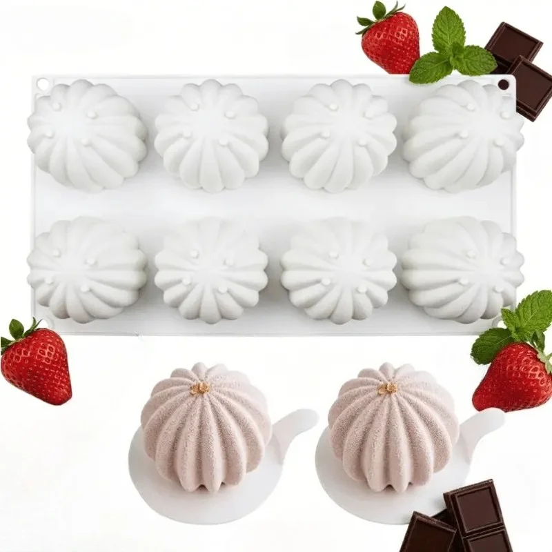 1pc 8 hole cactus ball silicone cake mold non stick easy demold creative baking tool for dessert table cake chocolate making