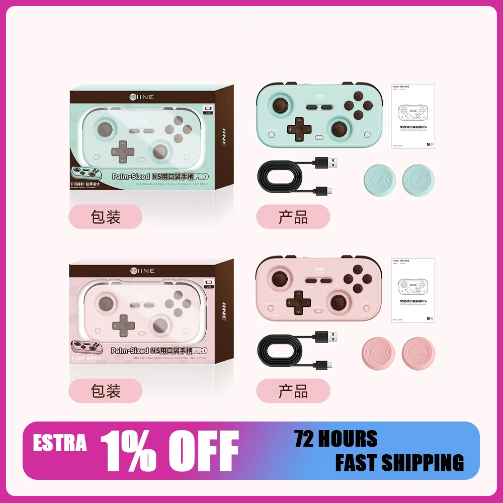 IINE Palm-Sized Gamepads Dual Mode Bluetooth Retro Gaming Controllers Portable Gamepad For NS/NS2/Phones/PC