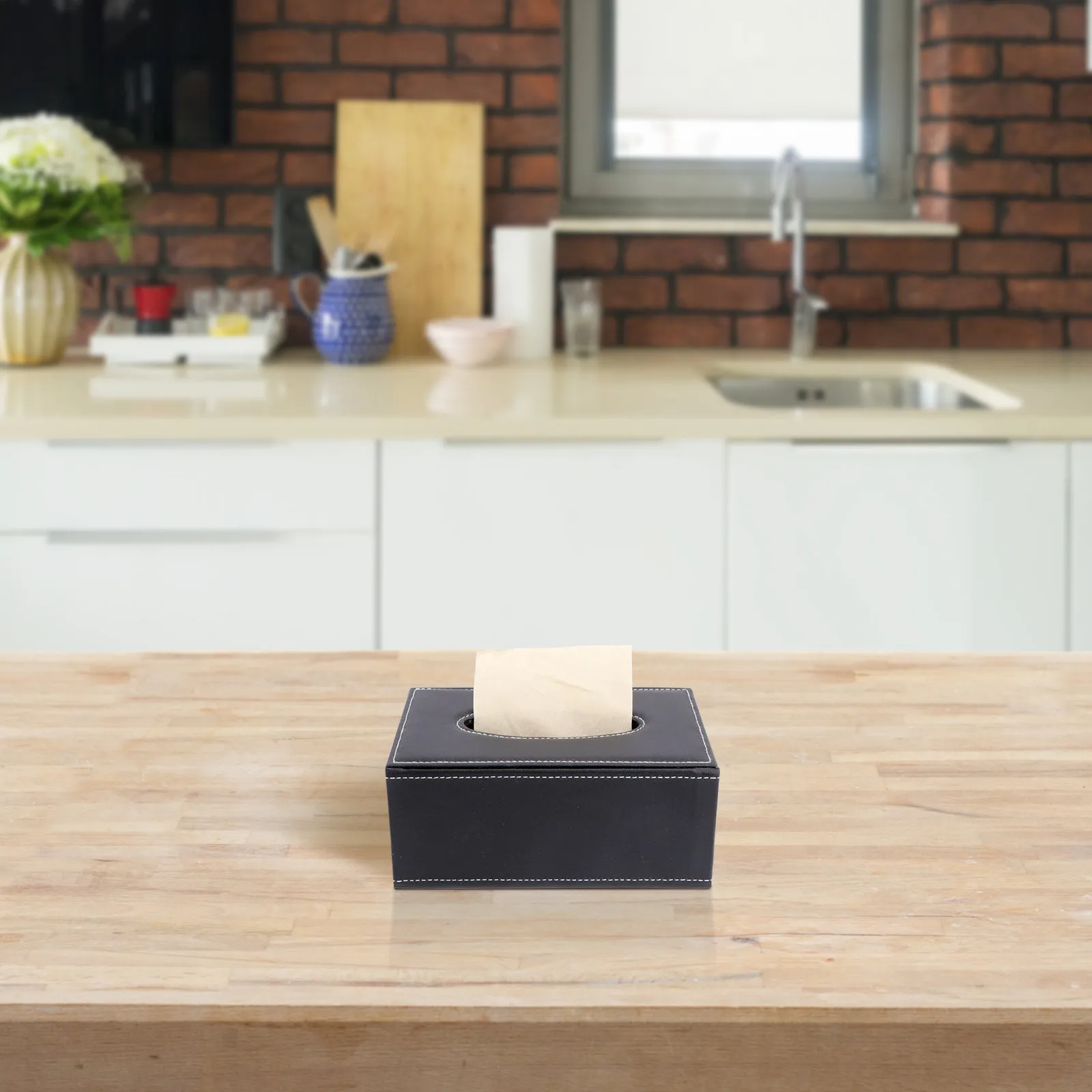 

1 шт. Премиум-коробка для салфеток M, черная, с высокоплотной рамкой, держатель для салфеток для дома и офиса, декоративное хранение салфеток