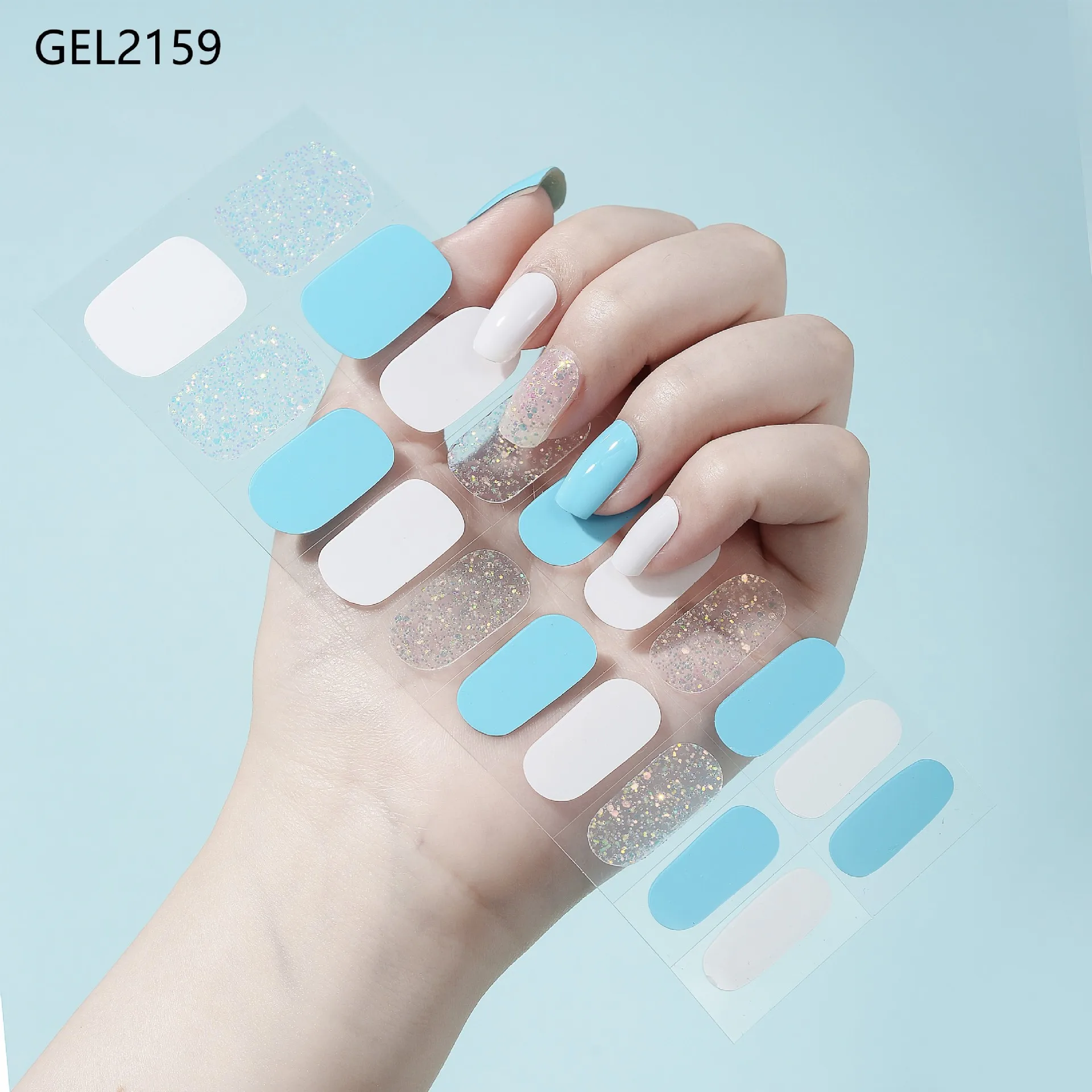 22 strisce 3D gel adesivo per unghie decorazione fai da te involucro impermeabile autoadesivo polimerizzazione completa involucro per unghie decorazioni per unghie non cotte