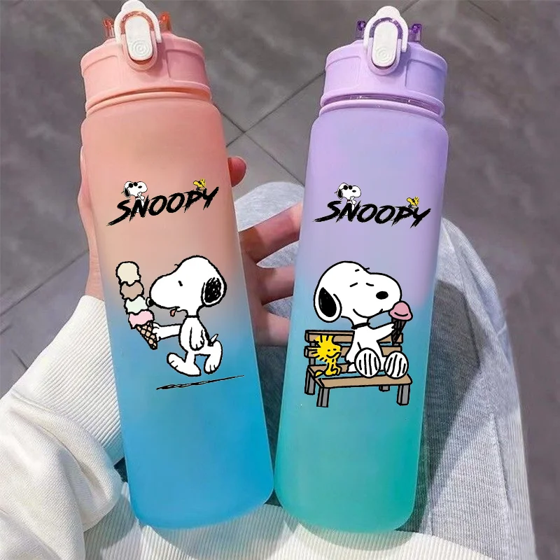 Snoopy 750ml Cartoon Gradient Color Plastic Straw Cup Aldult Portable Outdoor Sports Large Capacity Children Drinking Cup Gifts