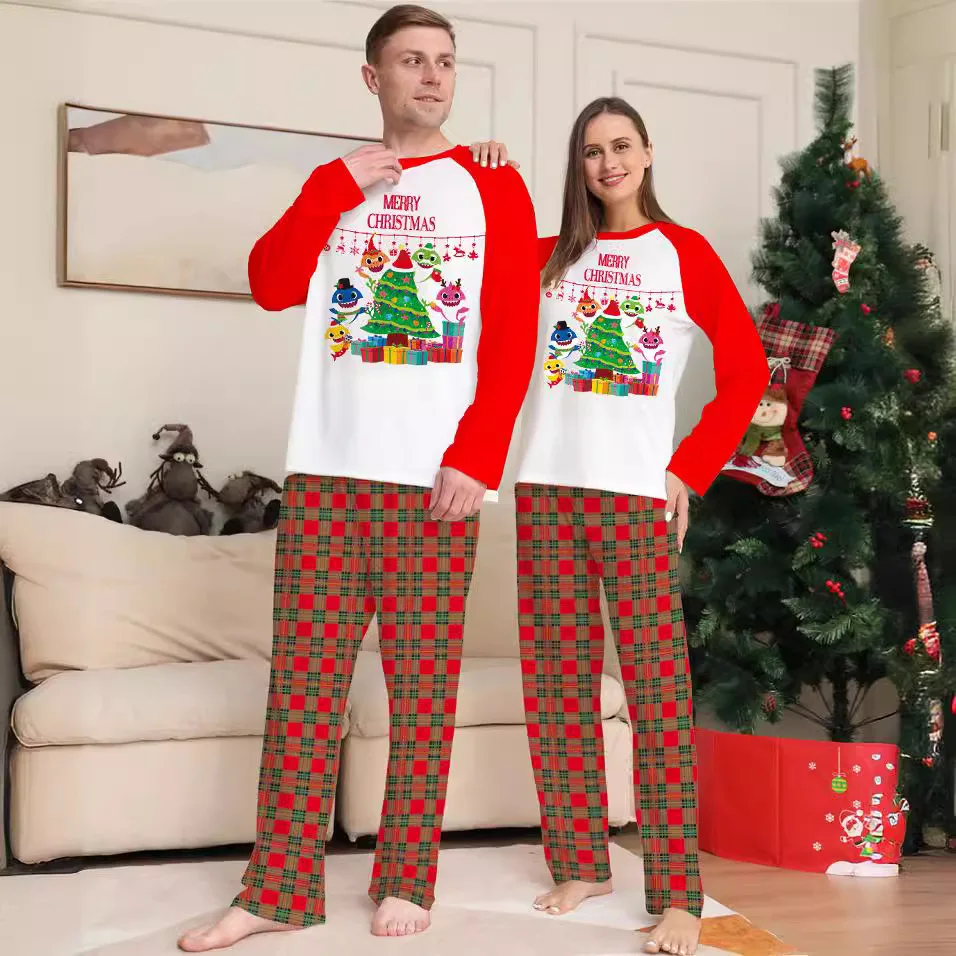 Christmas Pajamas Set Family 2024 New Sleepwear for Sleeping Men Women Loungewera Child Parent Family Sleepwear Pajama Set