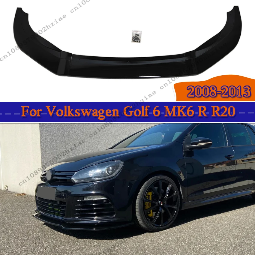 

Black Front Lip For Volkswagen Golf 6 MK6 R R20 2008-2013 ABS Plastic Front Bumper Splitter Lip Diffuser Spoiler Guard Body Kits
